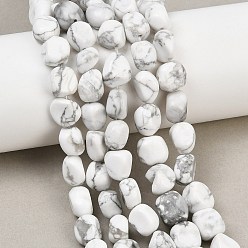Howlita Perlas naturales howlite hebras, pepitas, 9~11x8~10x6~10 mm, agujero: 0.8 mm, sobre 18~19 unidades / cadena, 6.89~7.28'' (17.5~18.5 cm)