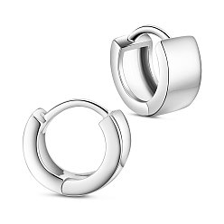 Platinum Rhodium Plated 925 Sterling Silver Glazed Hoop Earrings, Platinum, 5x11mm