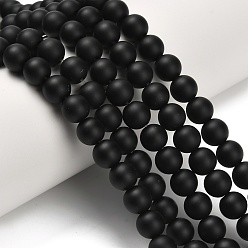 Black Onyx Натуральные бусины из черного оникса (окрашенные и нагретые), матовые, круглые, класс А, 8~8.5 мм, отверстие : 1.5 мм, около 49 шт / нитка, 15.12'' (38.4 см)
