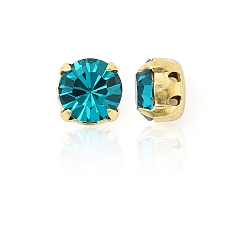 60230 Blue Zircon Preciosa® maxima crystal в пришивной чашке, чешский хрусталь, с настройками латуни, 719 37 081 шатон (круглый), золотые, 60230 голубой циркон, ss 39 (8.15~8.4 мм)