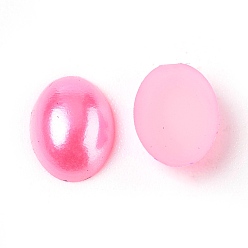 Hot Pink ABS Plastic Imitation Pearl Cabochons, Oval, Hot Pink, 8x6x2mm, about 5000pcs/bag