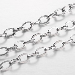 Нержавеющая Сталь Цвет Устойчивы к потускнению 304 цепи из нержавеющей стали, несварные, Плоско-овальные, для изготовления ювелирных изделий, цвет нержавеющей стали, 7x4.5x0.8 мм, около 32.8 футов (10 м) на карту