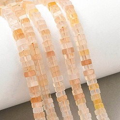 Розовый Авантюрин Натуральный розовый авантюрин бисер нитей, квадратный, 4x4x2.5~3 мм, отверстие : 1 мм, около 156~164 шт / нитка, 15.08'' (38.3 см) ~ 15.35'' (39 см)