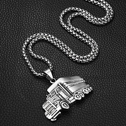 Античное Серебро 316l подвеска в виде грузовика из хирургической нержавеющей стали с цепочкой, античное серебро, 27.56 дюйм (70 см)