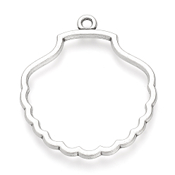 Antique Silver Tibetan Style Alloy Open Back Bezel Pendants, For DIY UV Resin, Epoxy Resin, Pressed Flower Jewelry, Cadmium Free & Lead Free, Hollow Shell, Antique Silver, 44.5x39x2mm, Hole: 2.5mm, about 215pcs/1000g