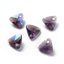 Améthyste Charmes de strass en verre, facette, triangle, améthyste, 7.5x8x4.3mm, Trou: 1mm