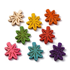 (52) Непрозрачная лаванда Синтетические бирюзовые подвески, лист прелести, окрашенные, разноцветные, 30x24x4 мм, отверстие : 1.4 мм