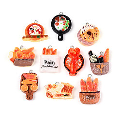 (52) Непрозрачная лаванда Непрозрачные подвески смолы, имитация еды, разнообразные, с платиновыми железными петлями, разноцветные, 18.5~33.5x15.5~28.5x6~8.5 мм, отверстие : 2 мм