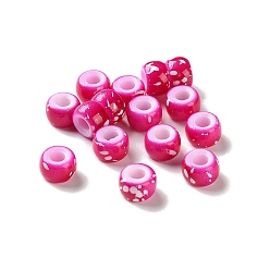Фуксиновый Европейские бусины из АБС-пластика, окрашенные распылением, бусины с большим отверстием, круглые, красно-фиолетовые, 9x6 мм, отверстие : 4 мм, Около 1600 шт / 500 г