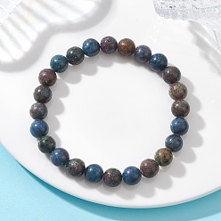 Сапфир Эластичные браслеты из натуральных сапфировых бусин для женщин, круглые, бусина : 8 mm, внутренний диаметр: 2.05 дюйм (5.2 см)