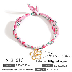 Цветок 304 ожерелья-шарфы с подвесками из нержавеющей стали, золотые, цветок, 26.38 дюйм (67 см), Кулон : 35.37 мм