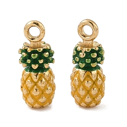 Ананас 304 прелести нержавеющей стали, с эмалью, реальный 14 k позолоченный, ананас, 14x5.5 мм, отверстие : 1.6 мм