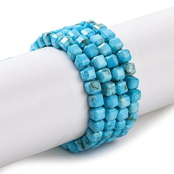 Темно-Голубой Природные Говлит бисер нитей, окрашенные, граненый стол, вырезанный куб, глубокое синее небо, 3.5x3.5x3.5 мм, отверстие : 0.8 мм, около 110~116 шт / нитка, 15.55~15.75'' (39.5~40 см)