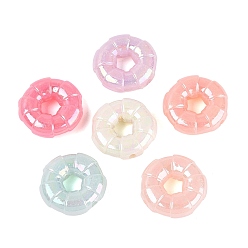 Mixed Color Imitation Jelly Plastic Beads, Donut, AB Color Plated, Mixed Color, 24x8mm, Hole: 2.5mm, about 200pcs/500g