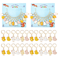 (52) Непрозрачная лаванда 12шт 6 стиль сплава эмали цыпленок замки стежков, с позолоченными 304 фурнитурой из нержавеющей стали, разноцветные, 33 мм, штифты : 1x0.8 мм, 2 шт / стиль