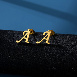 Letter A 201 из нержавеющей стали серьги, золотые, буква a, 10x10 мм