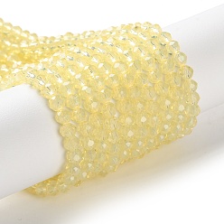 Светло-хаки Запекание окрашенные прозрачные стеклянные бусины нити, имитация Opalite, граненые, круглые, светлый хаки, 4 мм, отверстие : 0.9 мм, около 105~110 шт / нитка, 38~39 см