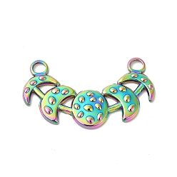 Rainbow Color Ion Plating(IP) 304 Stainless Steel Pendants, Moon Phase Charms, Rainbow Color, 16.5x29.5x2mm, Hole: 2.4mm