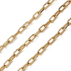 Золотой 304 кабельные цепи из нержавеющей стали, ионное покрытие (ip), пайки, с катушкой, золотые, 5.5x3x1 мм