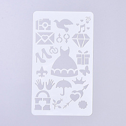 Transparent Wiederverwendbare Zeichenschablonen aus Kunststoff, zum malen auf scrapbook papier wand stoff boden möbel holz, Transparent, 180x104x0.2 mm