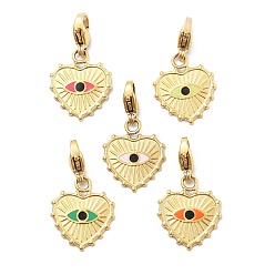 (52) Непрозрачная лаванда 304 подвеска из эмали из нержавеющей стали, сердце с сглаза, с карабин-лобстерами , ионное покрытие (ip), реальный 14 k позолоченный, разноцветные, 27 мм