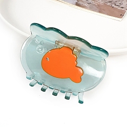 Оранжевый Заколки для волос с когтями из ацетата целлюлозы (смола), рыба, оранжевые, 75x50 мм