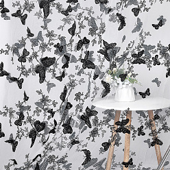 White Cotton Fabrics, Clothing Accessories, Butterfly Pattern, White, 1600x0.1mm, 3 yards/pc