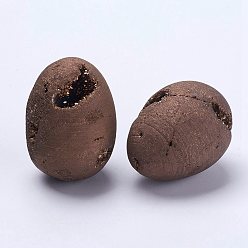 с Покрытием Меди Галька естественный druzy geode кварцевые бусины, Украшения для дома из драгоценных камней, нет отверстий / незавершенного, яичный камень, с медным покрытием, 41x29 мм