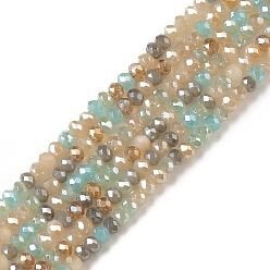 Peru Electroplate Glass Beads Strands, Faceted, Abacus, Colorful, 3x2mm, Hole: 0.8mm, about 181~186pcs/strand, 43~43.5cm