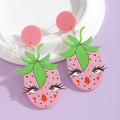 Клубника Акриловые болтаться серьги стержня, клубника, 64x32 мм
