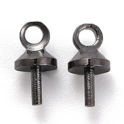Черный Цвет Металла Подвески из латуни, для полуразрушенной бусины, металлический черный , 7x4 мм, отверстие : 1.5 мм, штифты : 1.8 мм, 100 шт / пакет