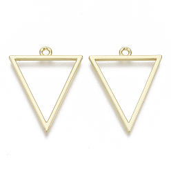 Light Gold Alloy Open Back Bezel Big Pendants, For DIY UV Resin, Epoxy Resin, Pressed Flower Jewelry, Triangle, Light Gold, 35x27.5x2mm, Hole: 2.5mm