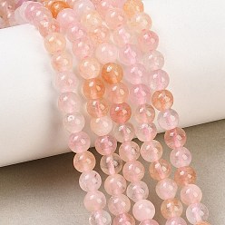 Pink Нити из окрашенного натурального розового кварца, гладкий круглый, розовые, 6 мм, отверстие : 0.8 мм, около 63 шт / нитка, 14.17'' (36 см)