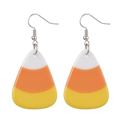 Platine Boucles d'oreilles pendantes en acrylique, bonbons, maïs, halloween, pour femmes, platine, 56x26.5mm
