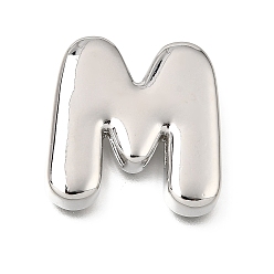 Letter M Прелести латунных слайд, буквы, цвет нержавеющей стали, Буква М, 25x24x5 мм, отверстие : 11x2 мм