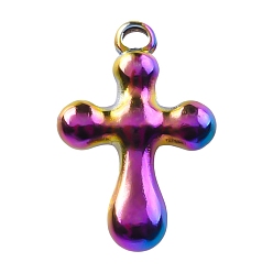 Rainbow Color 304 подвески из нержавеющей стали, крест очарование, Радуга цветов, 19x13 мм