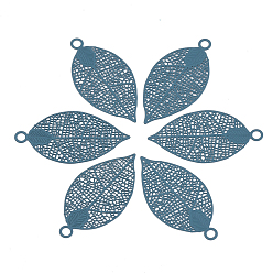 Стально-синий 430 из нержавеющей стали филигранные подвески, окрашеные, гравированные металлические украшения, лист, стальной синий, 38x19x0.4 мм, отверстие : 2.4 мм
