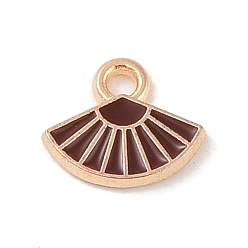 Kokosnuss braun Legierung Emaille Reize, Licht Gold, Fan-Charme, Kokosnuss braun, 9x10.5x1.5 mm, Bohrung: 1.5 mm