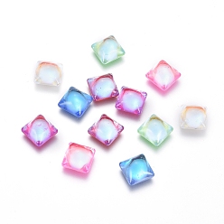 Mixed Color Transparent K9 Glass Cabochons, Flat Back, Square, Mixed Color, 6x6x3mm