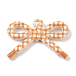 Оранжевый Непрозрачные печатные акриловые подвески, бантом, оранжевые, 34x48x9 мм, отверстие : 3.3 мм