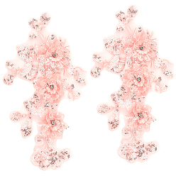 Pink 2 шт. 2 стили полиэстер шелковые кружевные заплатки, для аксессуаров своими руками, цветок, розовые, 310x160x5.5 мм, 1 шт / стиль