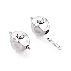 Платина Застежки латунные коробки, самородки, 1 нитей, 2-луночное, платина, 19~20x11.5x10 мм, отверстие : 1.2~1.4 мм