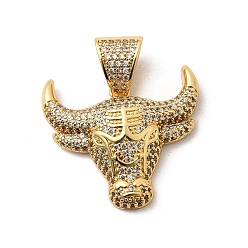 (461) Высокий Металлик Виноград Латунные микропаве прозрачные подвески с фианитом, долговечный, стойки покрытие, без свинца и без кадмия, реальный 18 k позолоченный, крупный рогатый скот прелести, 26.5x31x8 мм, отверстие : 8x5.5 мм