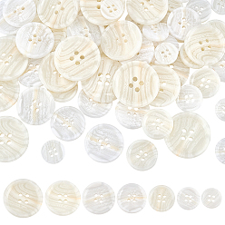 Белый 70шт 7 стили смоляные кнопки, аксессуары, 4-луночное, плоско-круглые, белые, 15~30 мм, 10 шт / стиль