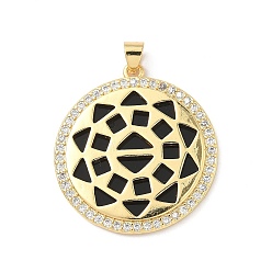 Плоский Круглый Латунные микро проложить кубического циркония смолы подвески, без свинца и без кадмия, долговечный, реальный 18 k позолоченный, стойки покрытие, плоско-круглые, 30.5x28x2.5 мм, отверстие : 3.8x3.5 мм