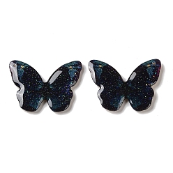 Prussian Blue Trsnaprent Epoxy Resin Pendants, Butterfly Charms, with Glitter Powder, Prussian Blue, 22x29.5x3mm, Hole: 1.2mm