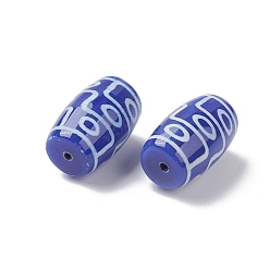 9-Eye Tibetan Style dZi Beads, Blue Natural Agate Beads, Dyed & Heated, Oval, 9-Eye, 22x14mm, Hole: 1.5mm