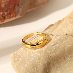 Настоящее золото 18K 304 открытые кольца-манжеты из нержавеющей стали для женщин, регулируемый, реальный 18 k позолоченный, 5.8 мм, размер США 7 1/2 (17.7 мм)