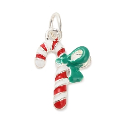 Candy Cane Подвески из эмалевого сплава с рождественской тематикой, с целью перехода в кольце, шоколадная конфета, 21.5x14.5x4 мм, отверстие : 5 мм