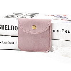 Pink Квадратные бархатные сумки для хранения украшений, пакеты для упаковки ювелирных изделий с кнопкой, розовые, 8x8 см